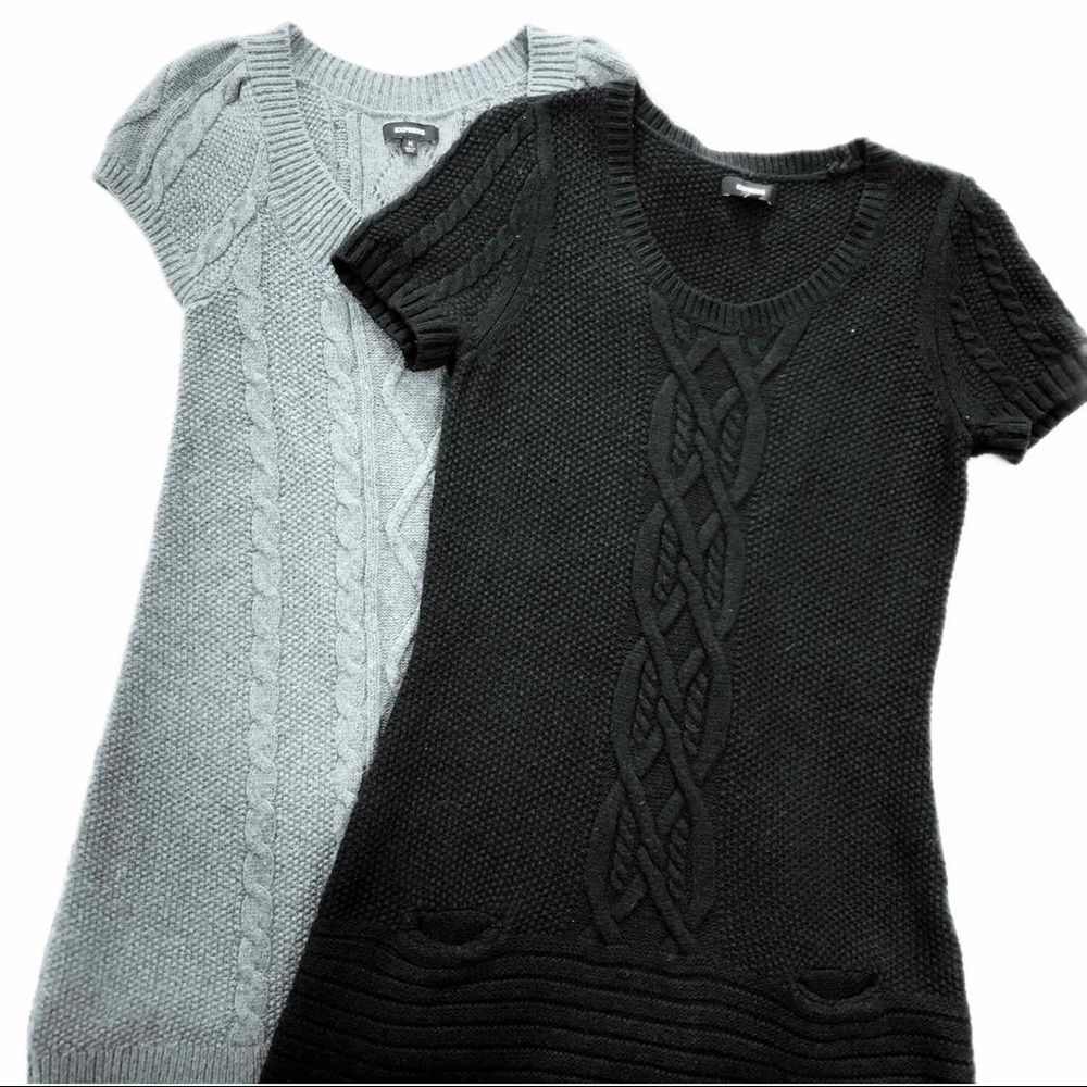 EXPRESS Sweater Dress Bundle Gray Black Medium